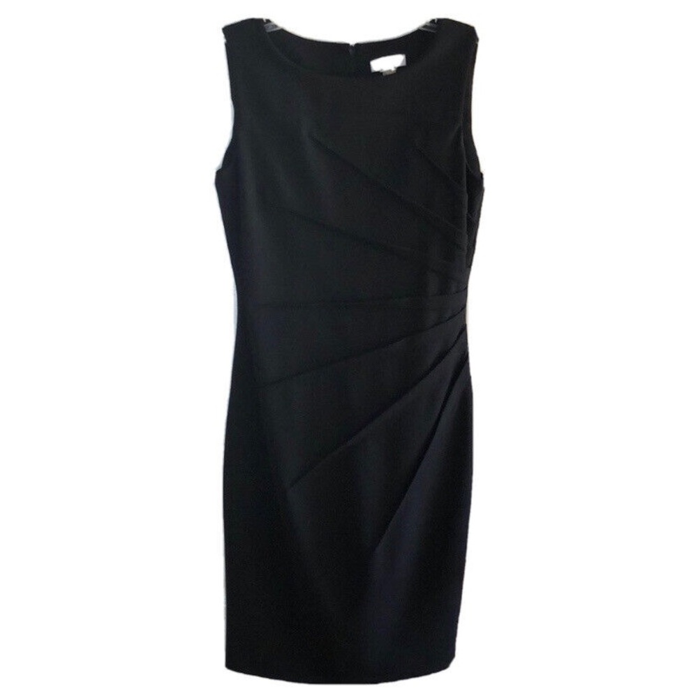 Calvin Klein Women's Size 12 Black Ruched Sheath Midi Dress